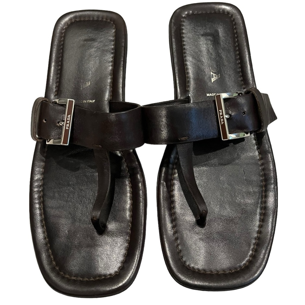 Prada Brown Leather Sandals